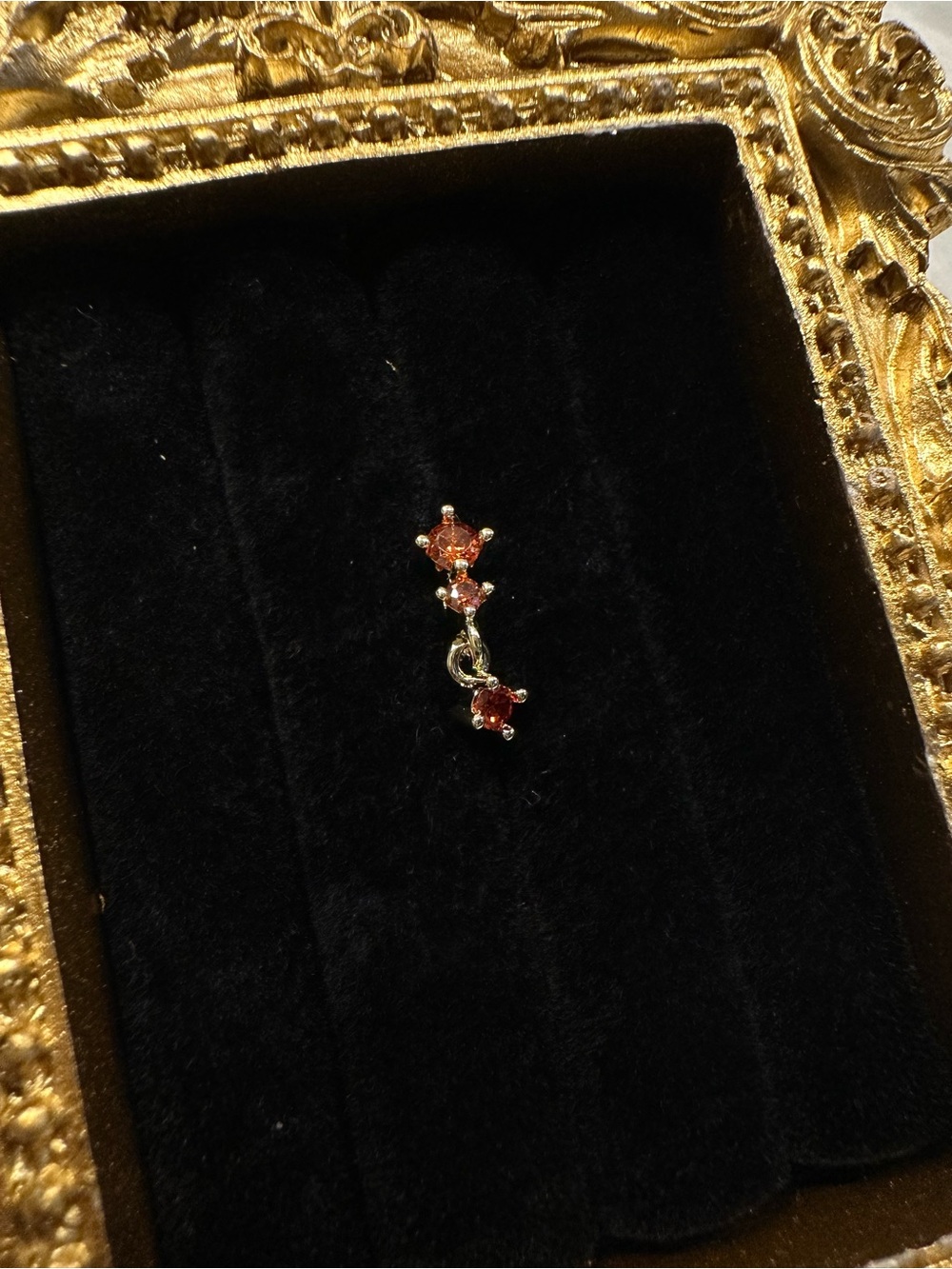 Gold-Tone Red Gem Drop nose stud L shape